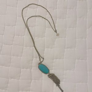 Kendra Scott Rayne Gold Long Pendant Necklace - teal stone